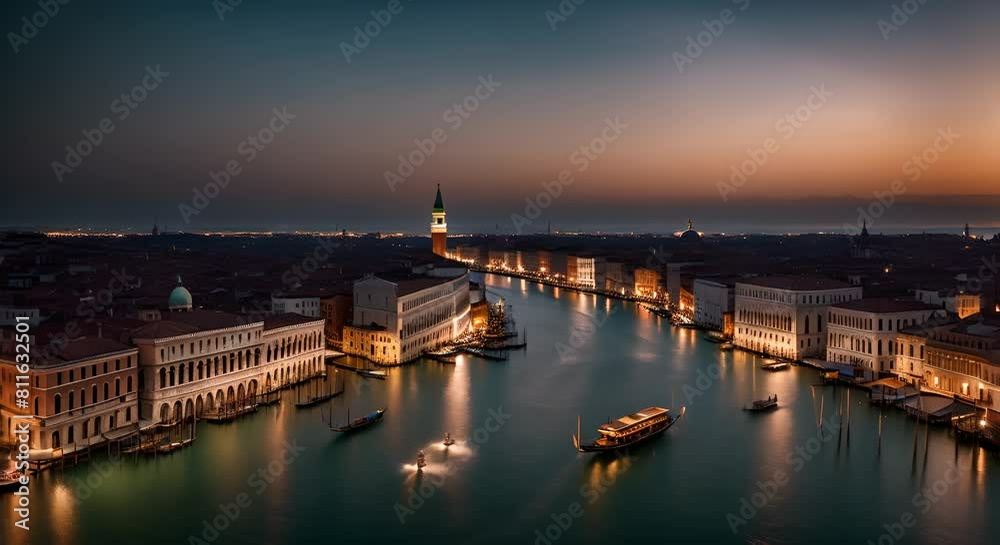 Aerial view of Venice, Italy at night. Aerial view of Venice, Italy at night.