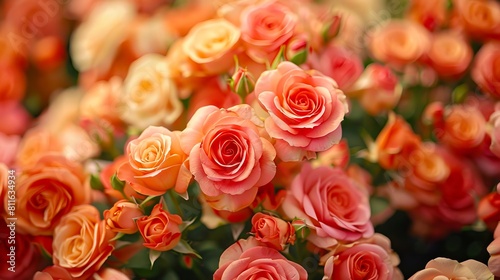 A close up of many pink roses. photo