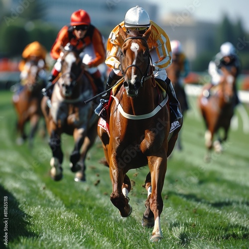 Thrilling 4K HD Wallpaper of Derby Horses Racing in a Breathtaking Showdown