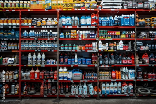 A store packed with various products on shelves in an auto parts store