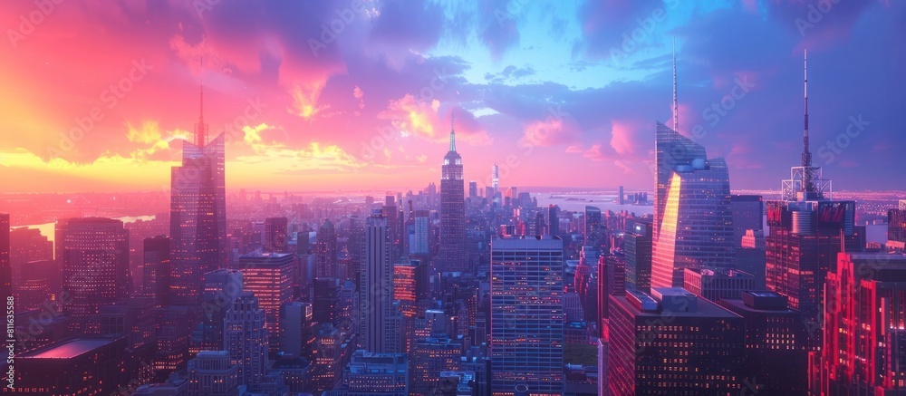 Cityscape Concerto Vibrant Sunrise Illuminating the Skyscrapers of a Thriving Metropolis