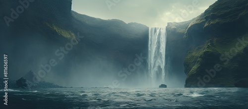 Scenic waterfall in front of a beautiful landscape, created with AI © Timeless_art