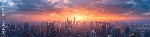 Cityscape Concerto A Panoramic Dawn Over the Vibrant Metropolis