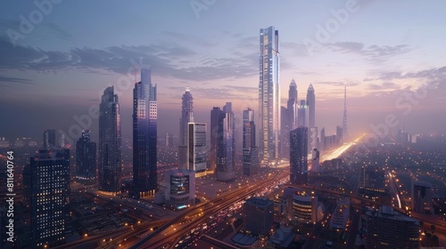 Mesmerizing Cityscape at Dusk A 3D Rendered Timelapse of a Bustling Metropolis at Nightfall with