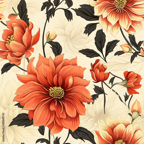 Flower digital art seamless pattern  the design for apply a variety of graphic works