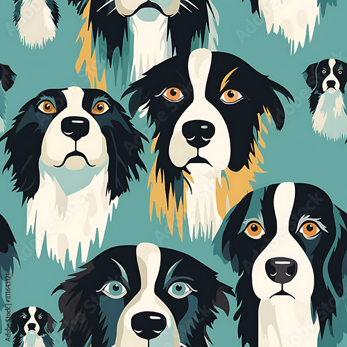 Dog digital art seamless pattern, the design for apply a variety of graphic works