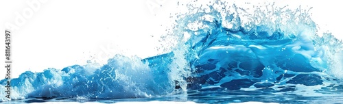 Close up of an aqua wave against a white sky background
