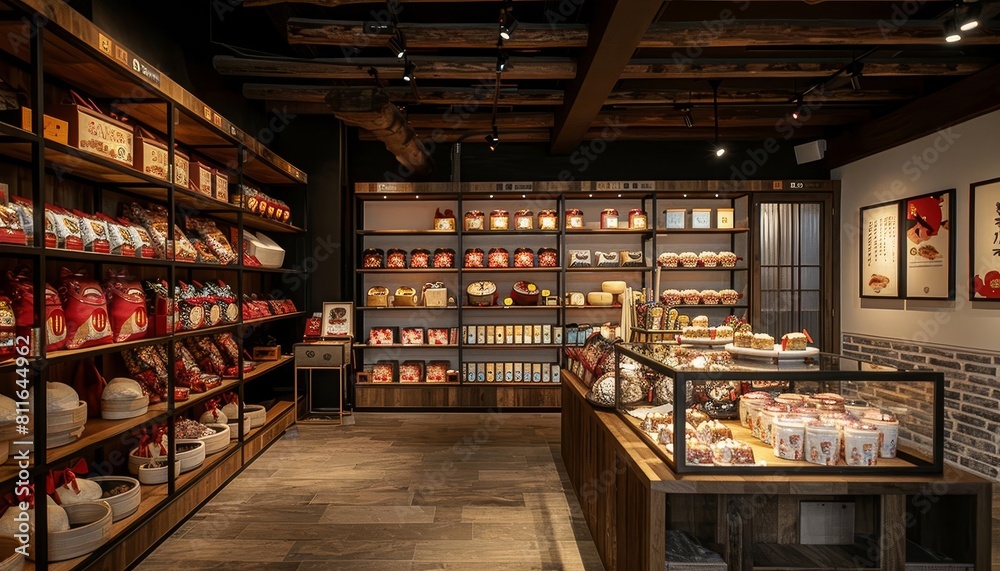 A museum gift shop selling cookbooks and utensils related to dumplingmaking, along with souvenir dumpling plush toys A museum gift shop selling cookbooks and utensils related to dumplingmaking, along with souvenir dumpling plush toys