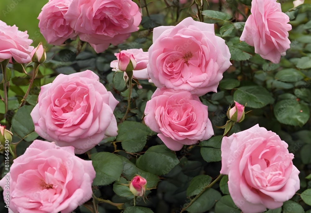 A view of Pink Roses in a garden