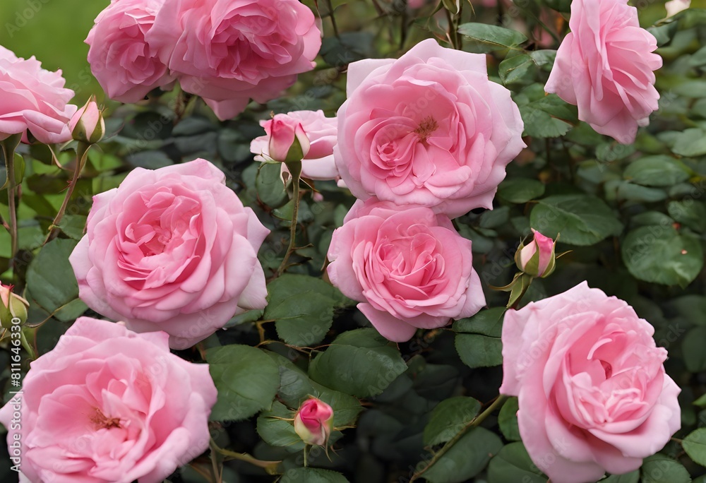 A view of Pink Roses in a garden A view of Pink Roses in a garden
