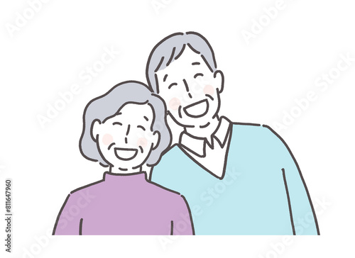 笑顔で寄り添う老夫婦