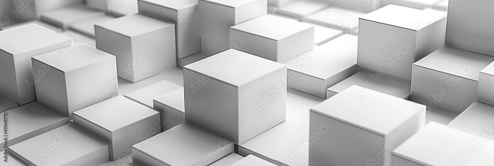 Background of randomly moved white cube boxes