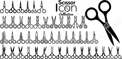 Collection of Various Scissor Icons in Black and White