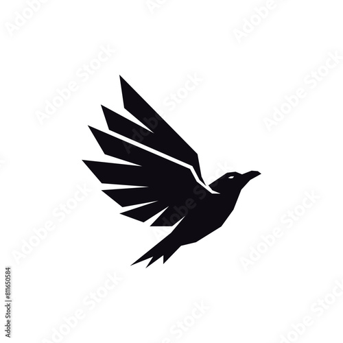 raven fly logo design icon silhouette. Vector illustration