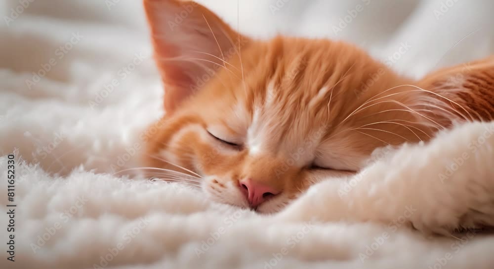 Contentment, A Tabby Kitten Resting on a White Blanket Contentment, A Tabby Kitten Resting on a White Blanket