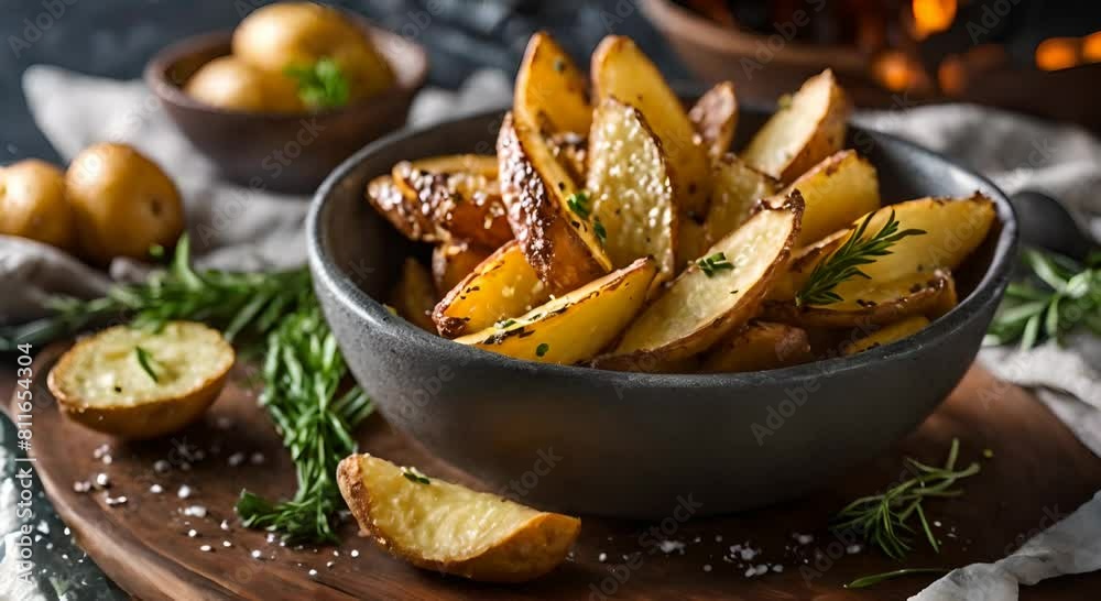 A Close-Up Look at Seasoned Potato Wedges A Close-Up Look at Seasoned Potato Wedges