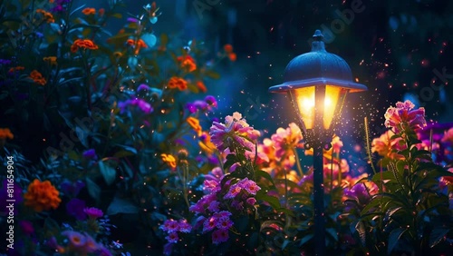 Beautiful garden lights are perfect for a romantic background (Versio 003) 4k virtual video animation. photo