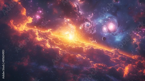 Captivating Cosmic Panorama Celestial Glow and Interstellar