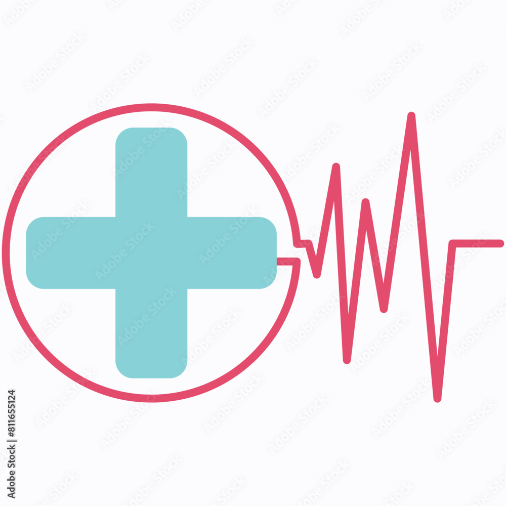 Vector medical logo icon | Hospital logo icon with heartbeat icon Vector medical logo icon | Hospital logo icon with heartbeat icon