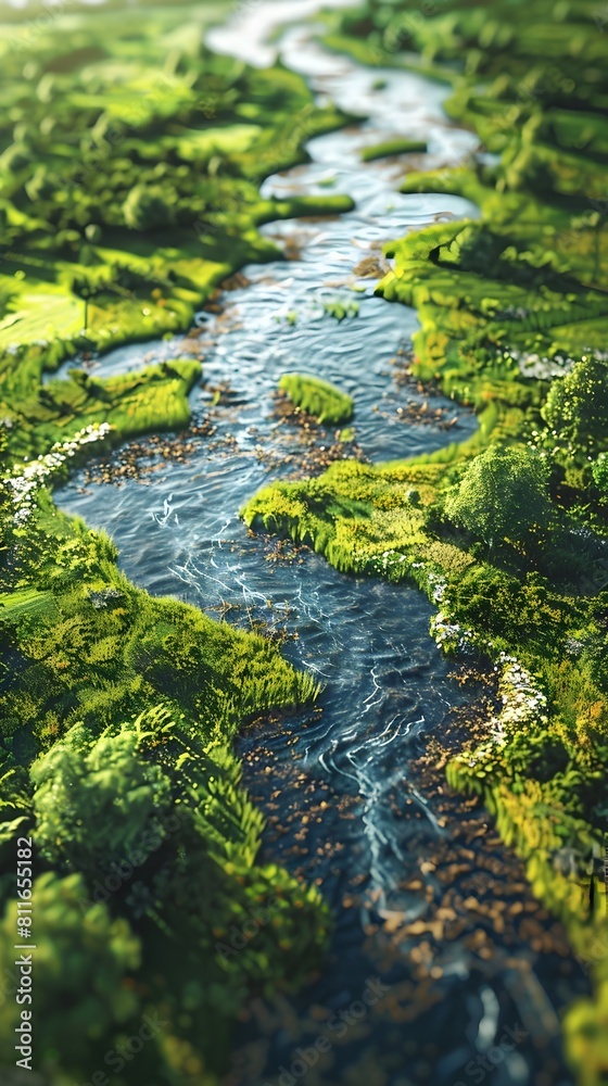 Captivating Mossy Stream Flowing Through Lush Green Forest Landscape Captivating Mossy Stream Flowing Through Lush Green Forest Landscape