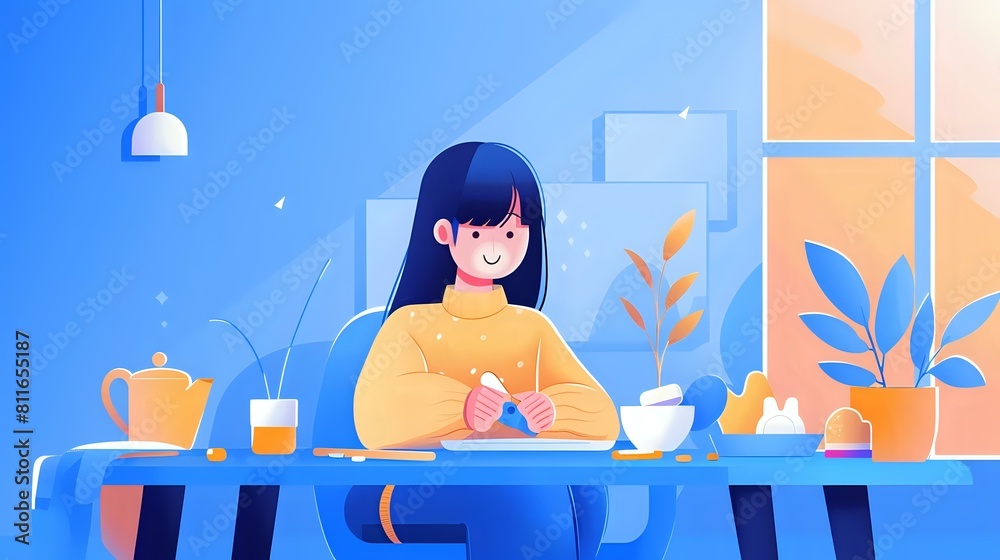 Obraz premium Smiling female crafter happily engaged in creative and cozy environment