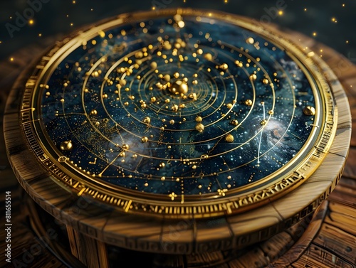 Wallpaper Mural Celestial Astrological Wooden Sphere with Glowing Cosmic Galaxy Pattern and Zodiac Symbols Torontodigital.ca