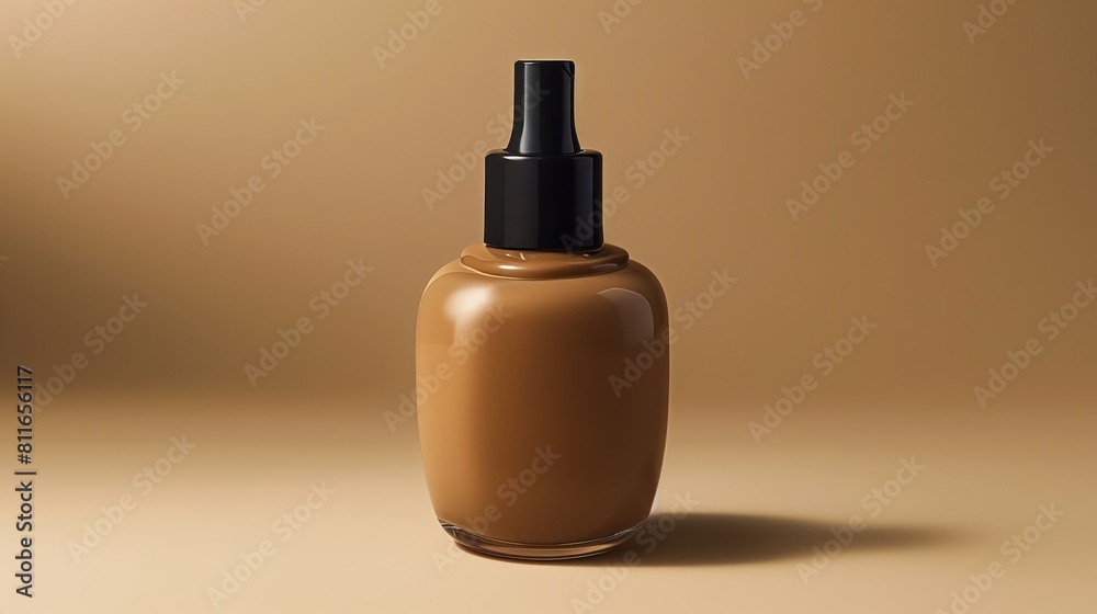 photograph of bottle of concealer, on a light background, with deep cocoa manicure without varnish, editorial, without shadows photograph of bottle of concealer, on a light background, with deep cocoa manicure without varnish, editorial, without shadows