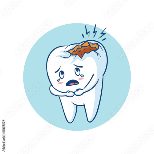 cavity tooth character illustration
