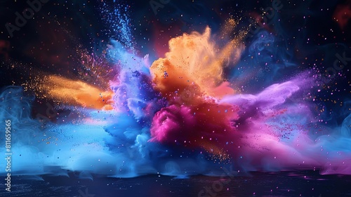Colorful powder explosion on black background. © PinkPearly