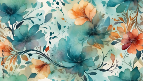 Digital Watercolor Symphony, Background Pattern Infused with Textural Details
