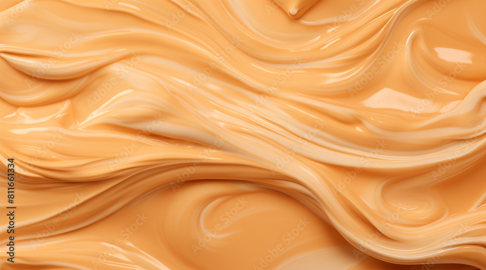 Caramel flavor gelato - full frame background banner detail. Close up of a surface texture of caramel Ice cream
