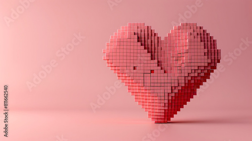 Like heart icon on a pink background. Pixel art 