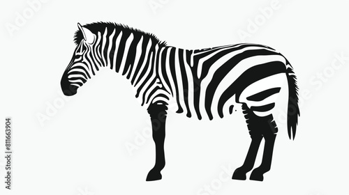 Zebra cartoon black silhouette in white background vector
