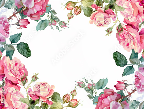 ピンクの薔薇のフレーム