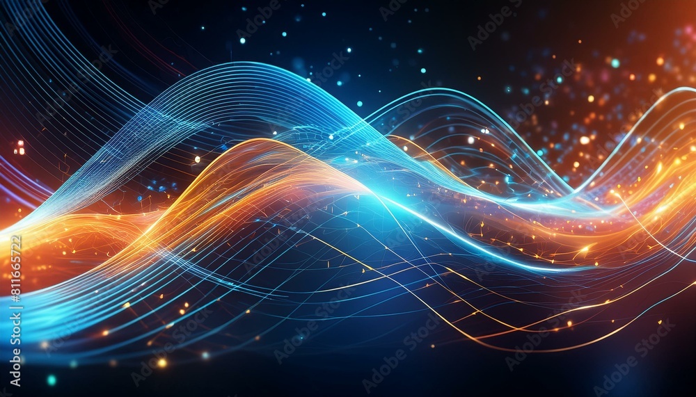 a futuristic digital background, depicting a flowing stream of data and information that symbolizes the interconnectedness of technology