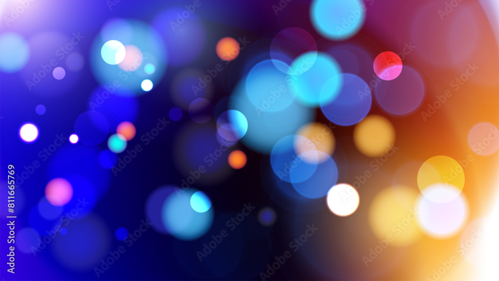 Fototapeta premium Bokeh lights. Abstract blurred background. Vibrant blur light effect. Vector illustration.
