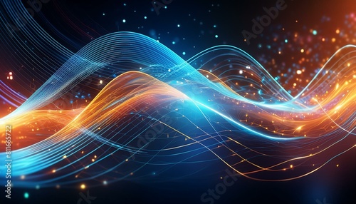 a futuristic digital background, depicting a flowing stream of data and information that symbolizes the interconnectedness of technology