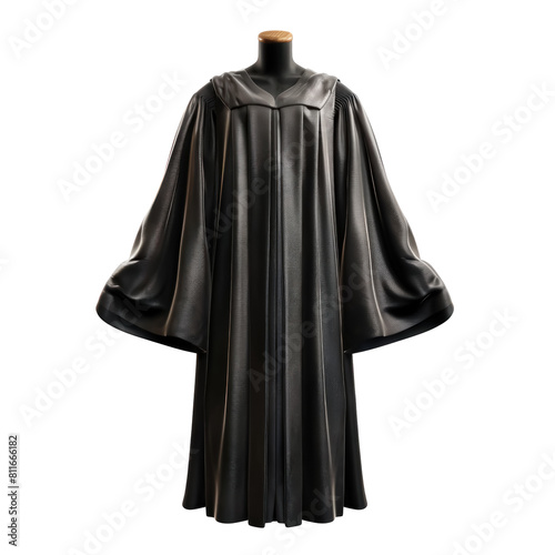 A black robe with a hood and a black cape,isolated on white background or transparent background