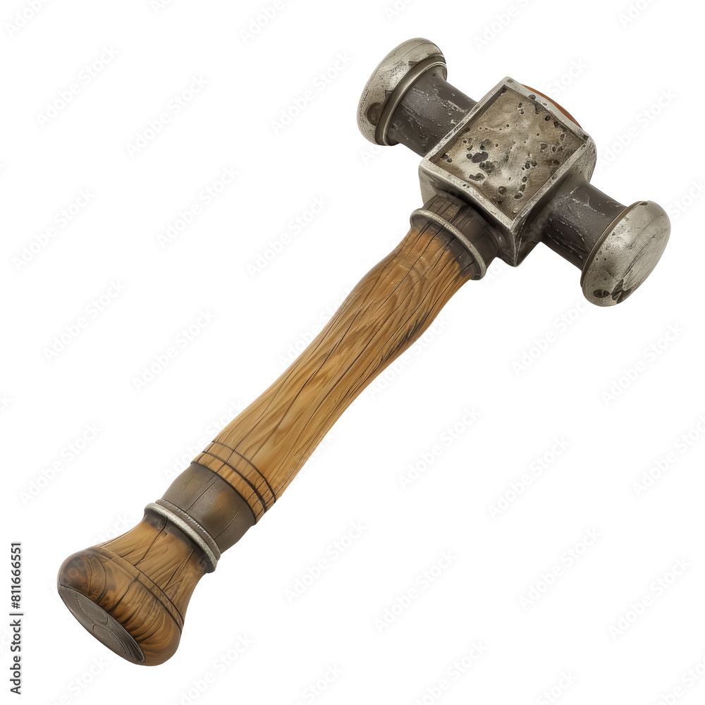 A wooden hammer with a metal head,isolated on white background or transparent background