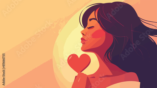 Attractive woman and one heart style vector