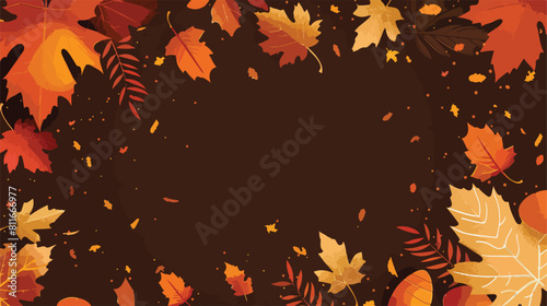 Autumn leaves card over brown style vector