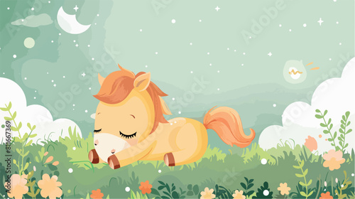Baby shower card with cute horse style vector