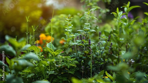 Wallpaper Mural Close up of a various medicinal herbs growing in the garden Torontodigital.ca