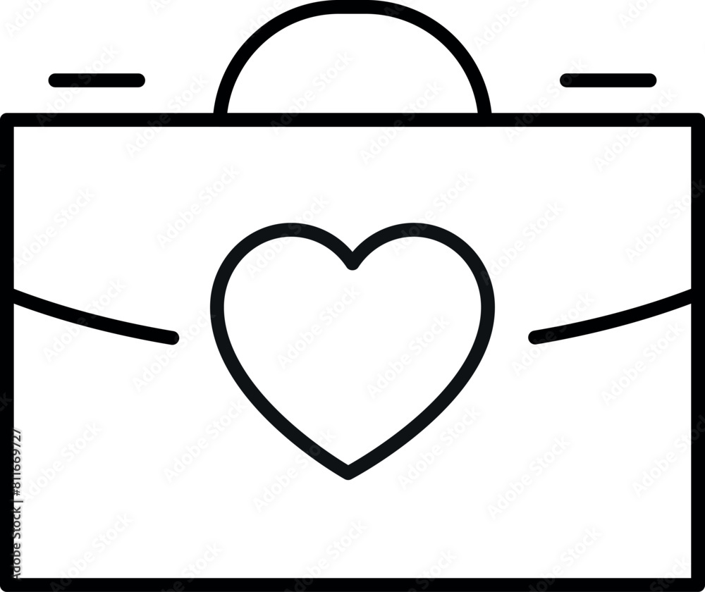 Briefcase by Heart Modern Linear Icon. Perfect for design, infographics, web sites, apps Briefcase by Heart Modern Linear Icon. Perfect for design, infographics, web sites, apps
