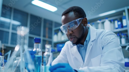 An engineer conducting research in a clean energy lab. 