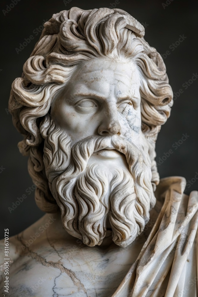 Detailed marble sculpture of a bearded man Detailed marble sculpture of a bearded man