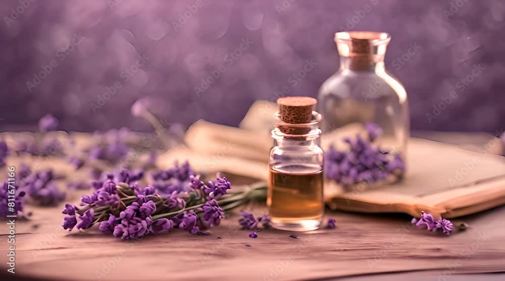A Bowl Of Lavender Flowers and Essential Oil A Bowl Of Lavender Flowers and Essential Oil