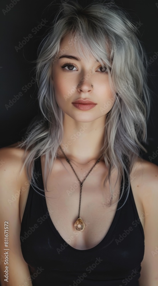 Striking portrait of a woman with silver hair Striking portrait of a woman with silver hair