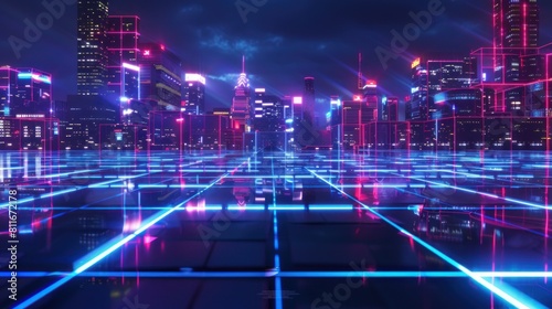 connection technology with smart city background. Futuristic background concept