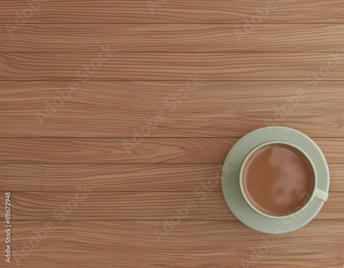 Coffee cup on a wooden table background